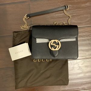 Gucci Pebbled Interlocking Gg Cross Body Bag